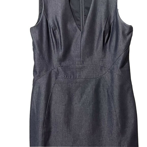 White House Black Market Sz M Sleeveless Dark Blue Sheath Dress Size Tag Missing - Picture 2 of 11